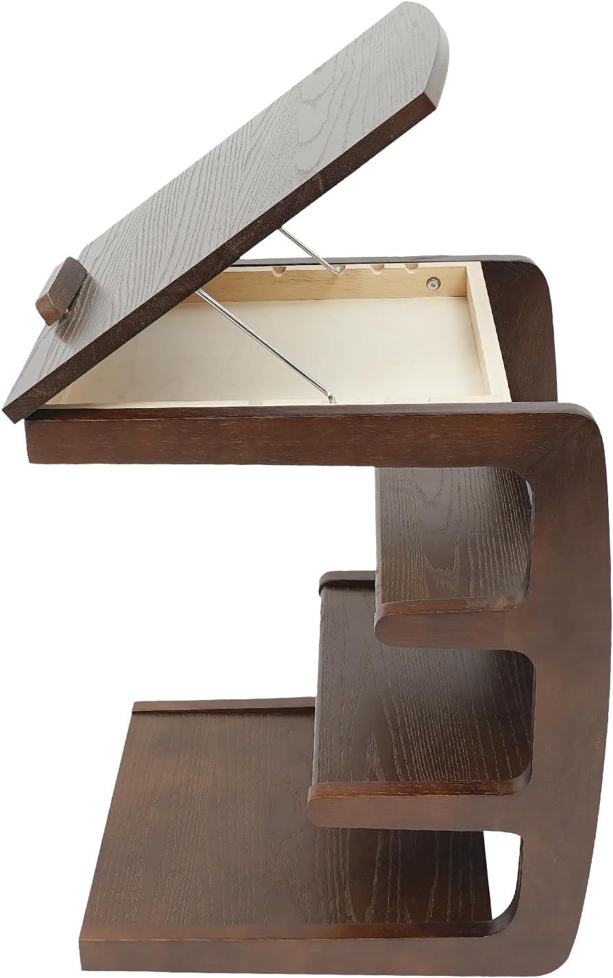 4-Tier C-Shaped End Table w/ Wheels End Table w/ Concealed Storage Compartment