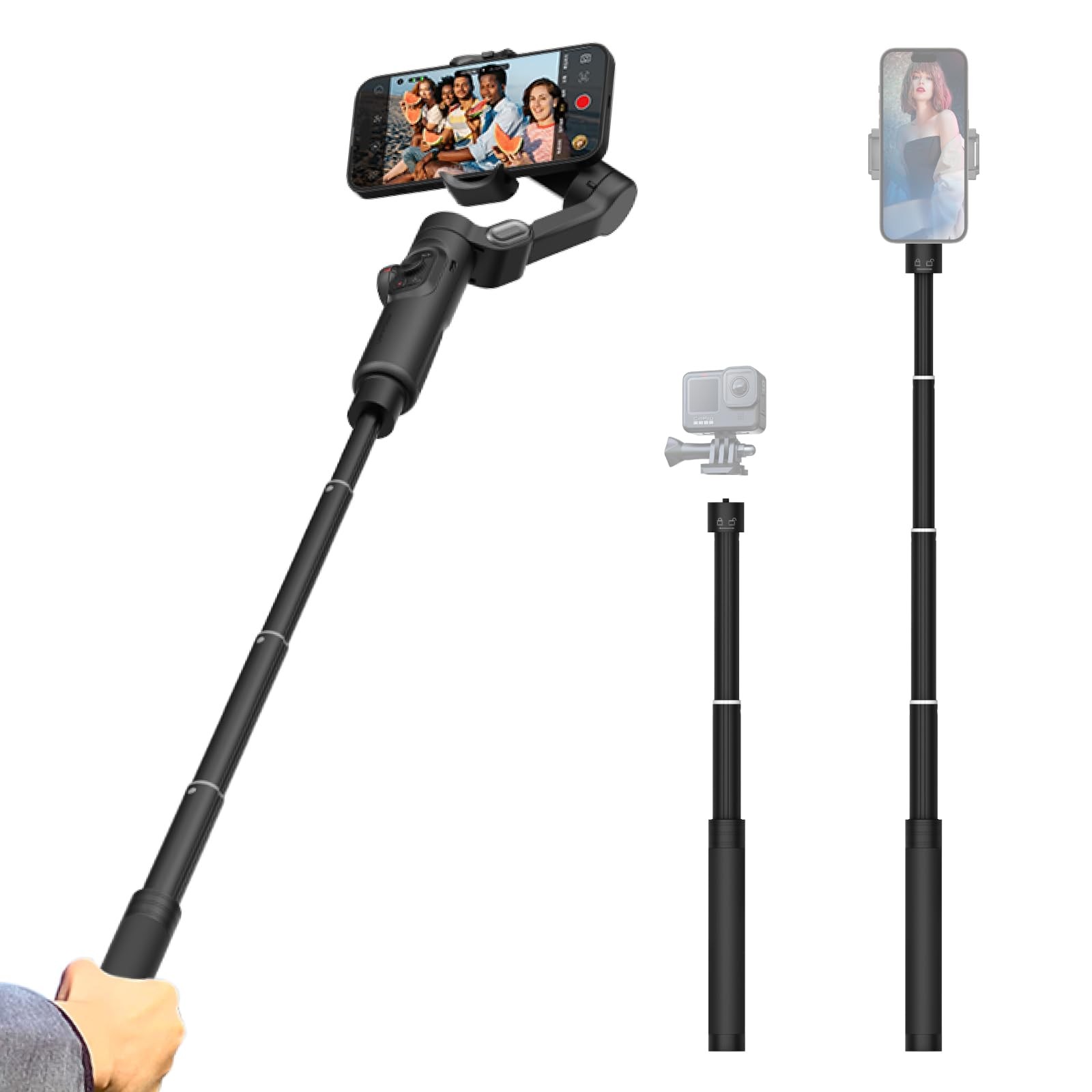Gimbal Extension Rod 29 Inch Pole DSLR Cameras, Adjustable Selfie Stick Screw