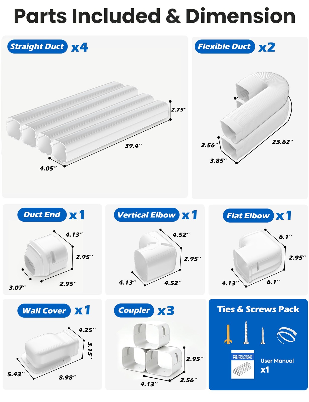 Cestluck 4 17 Ft Mini Split Line Cover Set Kit Ductless Pipe Cover For Mini
