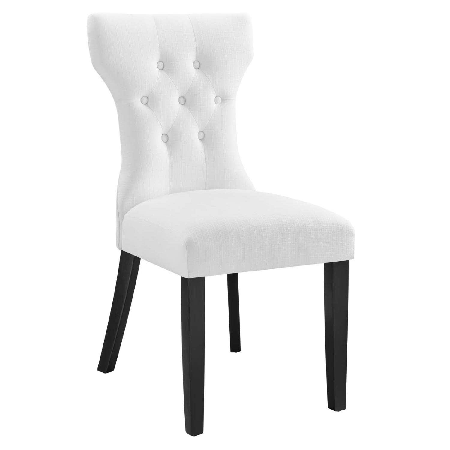Maklaine Polyester Fabric and Rubberwood Dining Side Chair in White