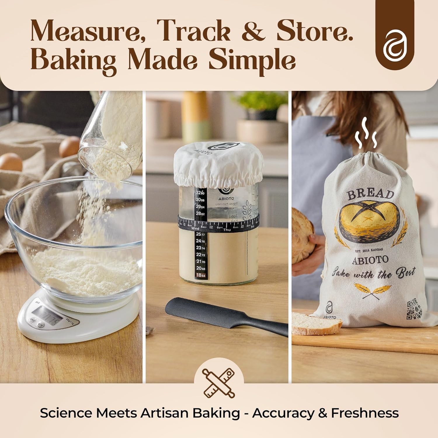 Complete Sourdough Baking Kit with Proofing Baskets & 34oz Jar for Perfect Bread