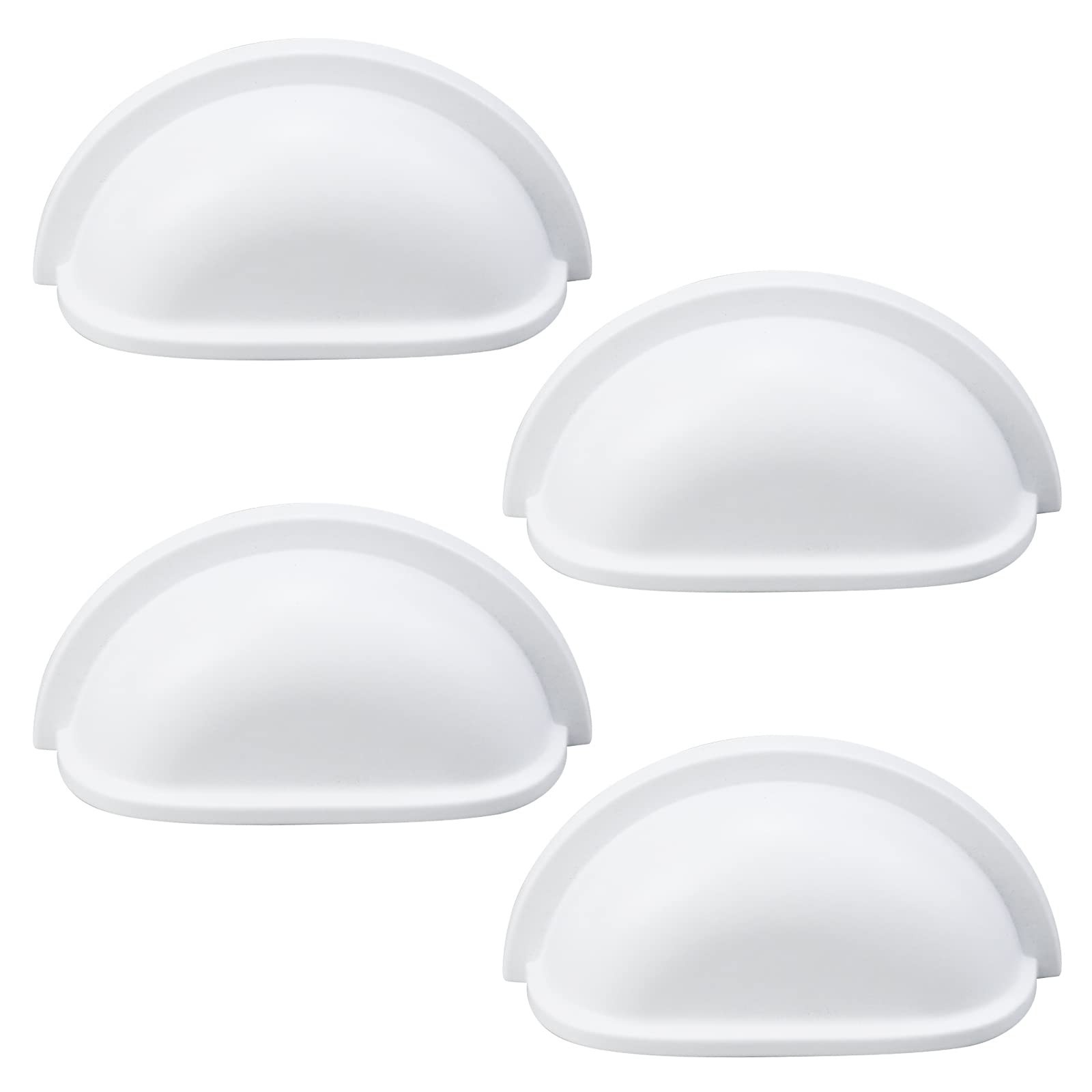4pcs 3" (77mm) Hole Center White Decorative Cabinet Cup & Drawer Pull Handles...