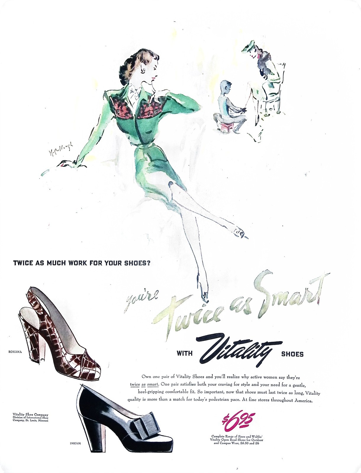 Vitality Shoes Print Advertisement from 1943