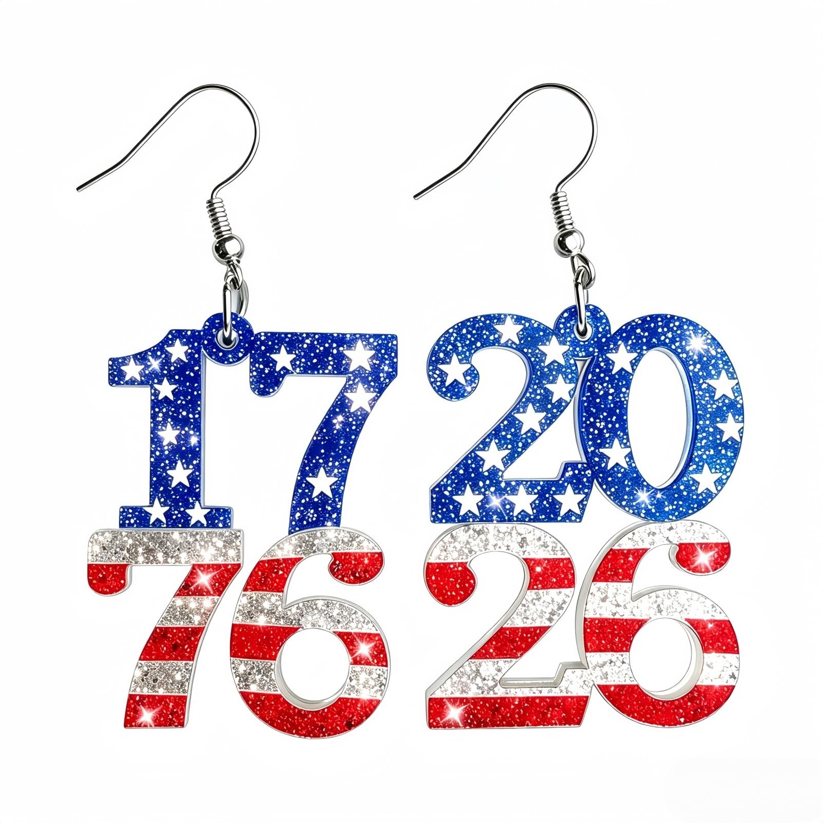 4th of July Earrings for Women, 250th Anniversary Medium, Anniversary-A