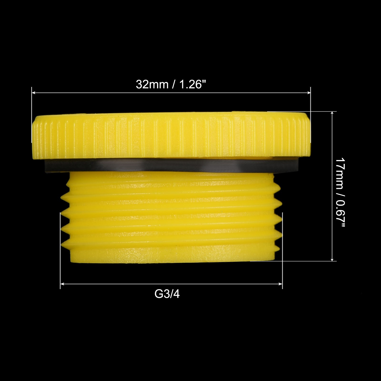 3pcs G3/4 Hold Plugs Plastic Male Thread Hex Socket Sealing End Cap, Yellow