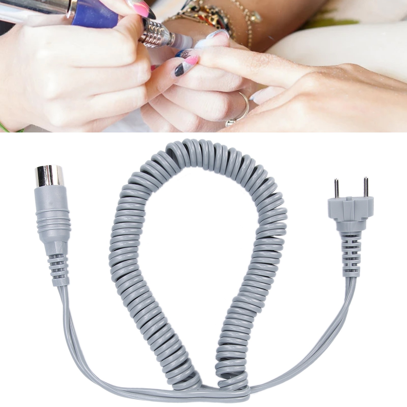 Gray Nail Drill Handpiece Cord Power Cable Electric Nail Drill Manicure Mach NY
