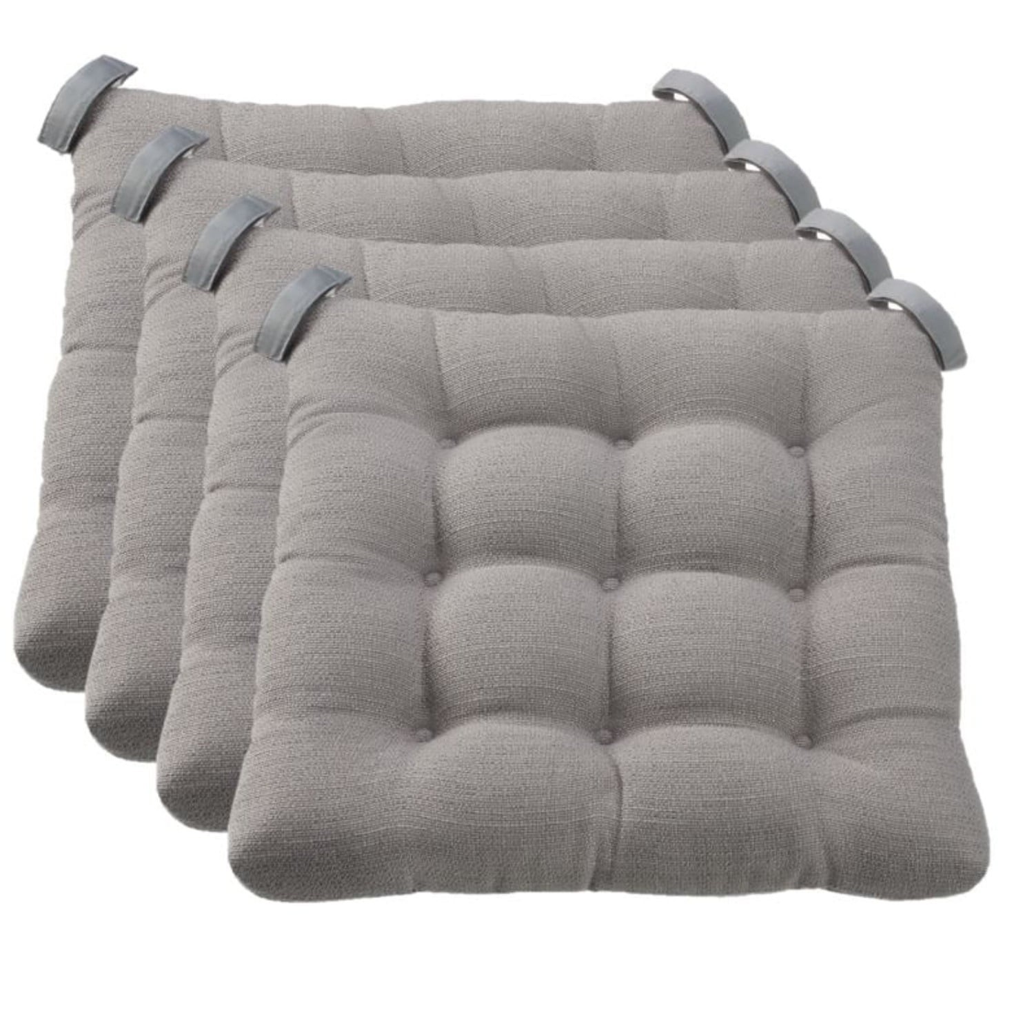 Textured Chair Seat Pad (Chair Cushion), Gray Color, 4-Piece Set, 15.5" x 16"