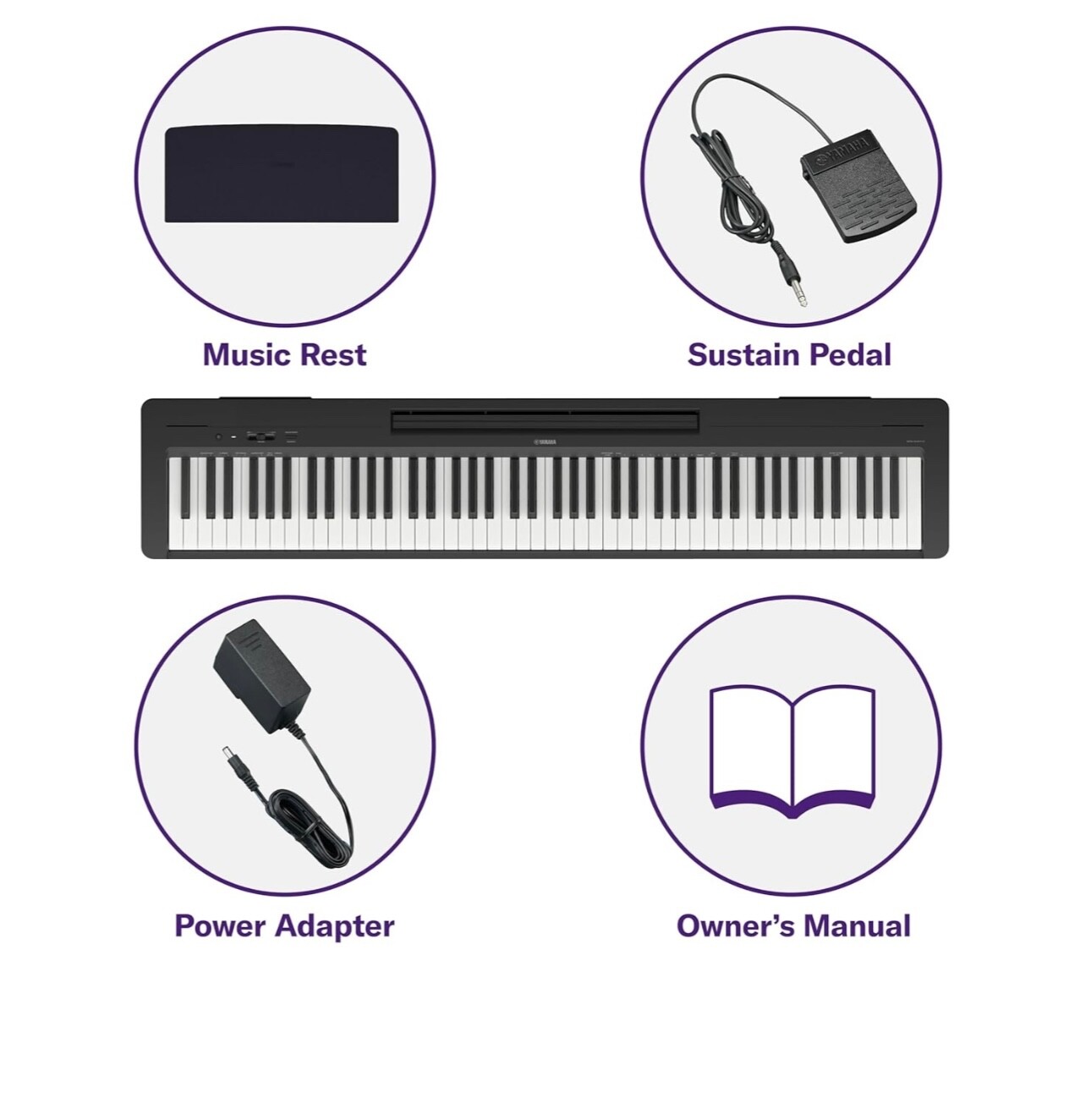 Yamaha P-143 88 Weighted Keys Digital Piano, Sustain Pedal, bi-Speakers