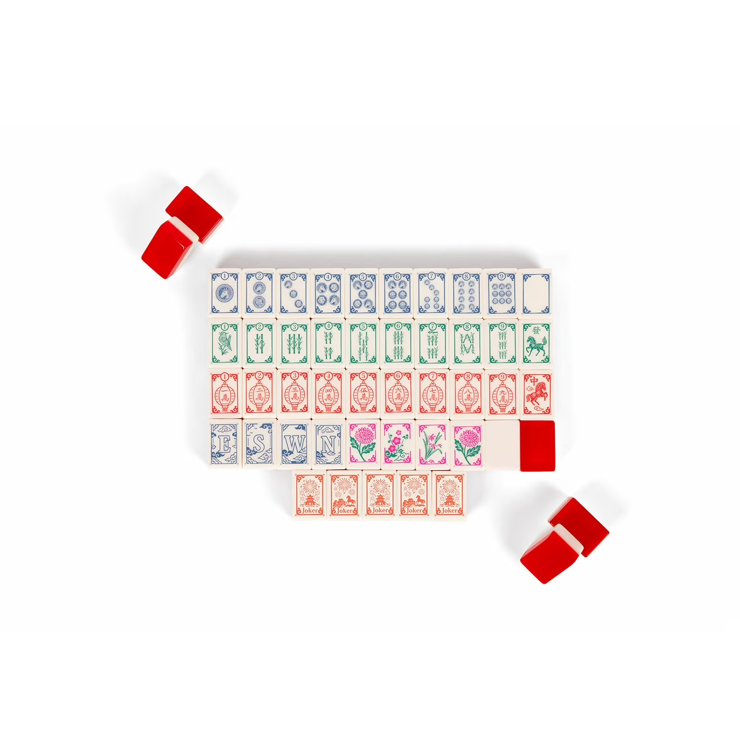 Maison Lude Mahjong Horse Lunar Edition 160 Acrylic Tile Set Vegan Leather NWT