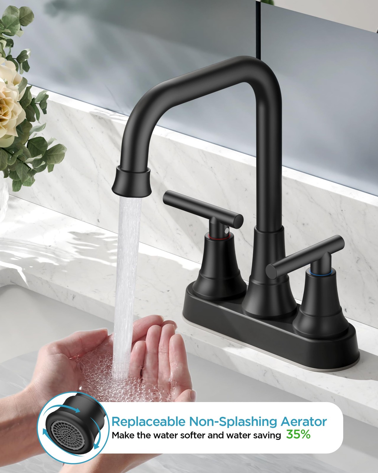 FORIOUS RV Bathroom Sink Faucet 2 or 3 Hole Matte Black, 4 Inch Cenerset Bath...