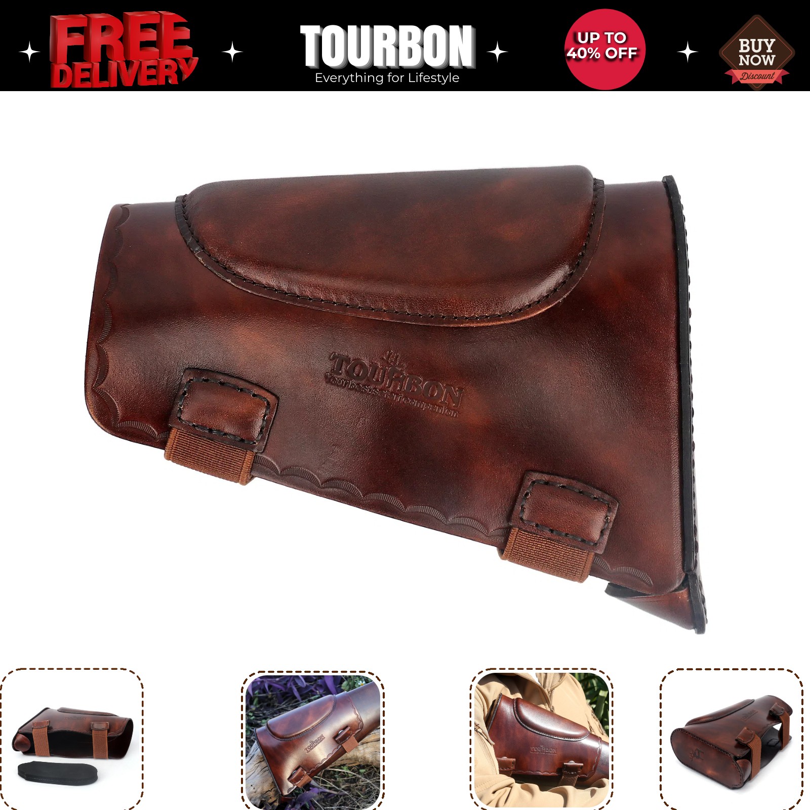 TOURBON Shooting Leather Slipon Recoil Pad  Buttstock CoverCheek Riser Rest