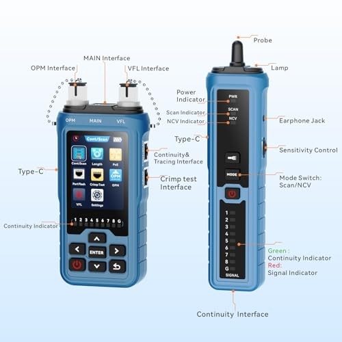 8-in-1 Network Cable Tester with PoE & VFL