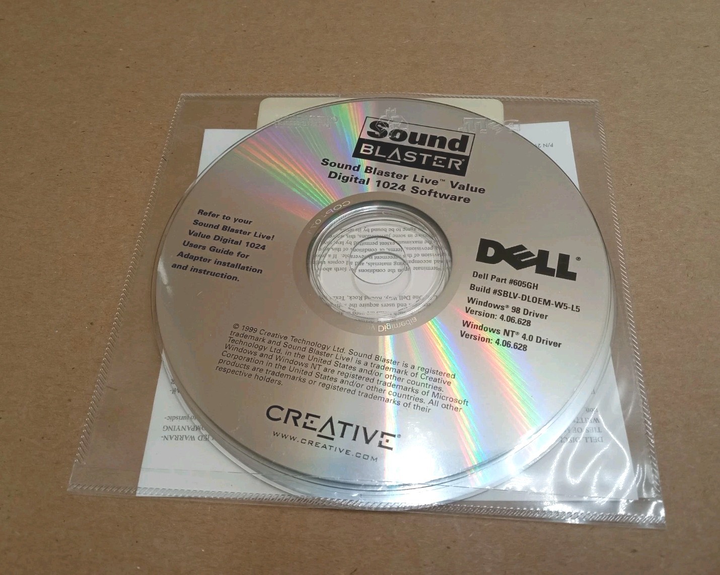 Dell Sound Blaster Digital 1024 Software Installation CD For Win 98SE, Win 2000