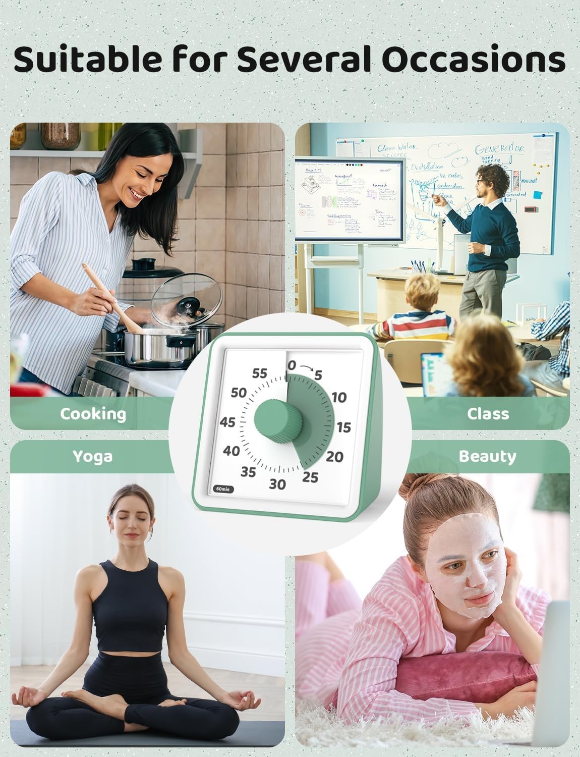 Visual Timer 60-Minute Silent Visual Timer Kids Kitchen Countdown Mute Alarm