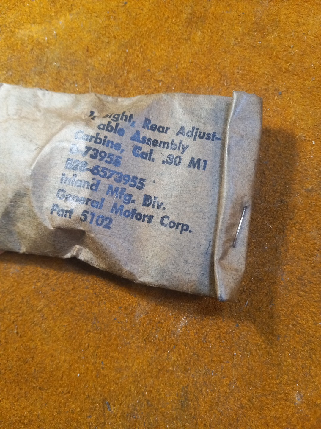 WWII M1 Carbine Rear Sight Inland Milled Adjustable PI stamped