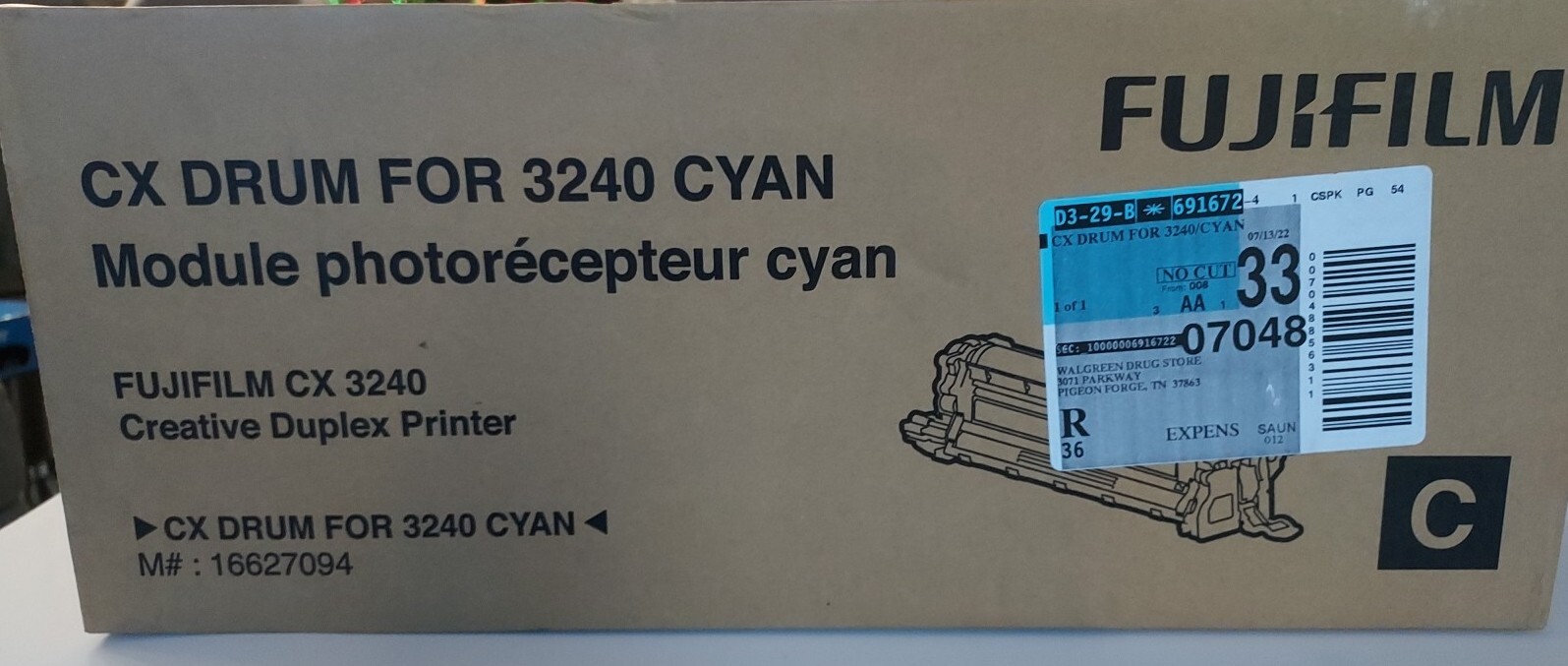 Fujifilm CX Drum For 3240 Cyan Module photoreceptor 16627094 Expired Never Used