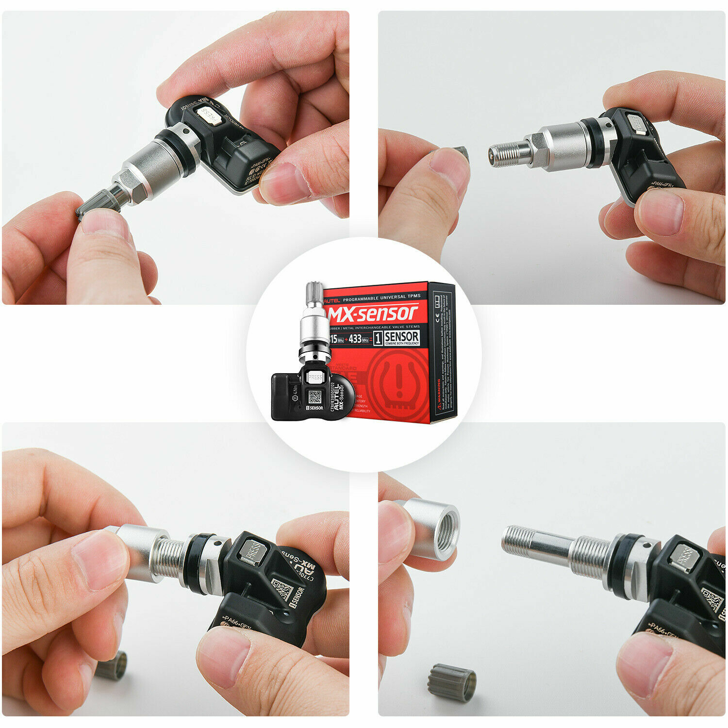 4PCS Autel TPMS MX-Sensor 315MHz & 433MHz Programmable Tire Pressure Universal