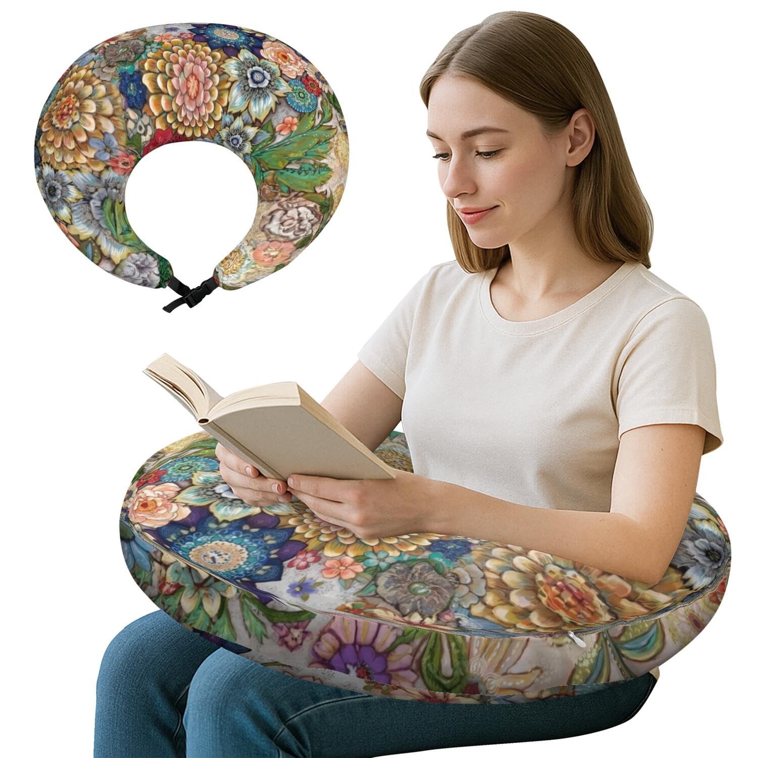 Lap Pillow for Reading & Gaming Lap Desk Pillows for Crocheting & Crafting wi...