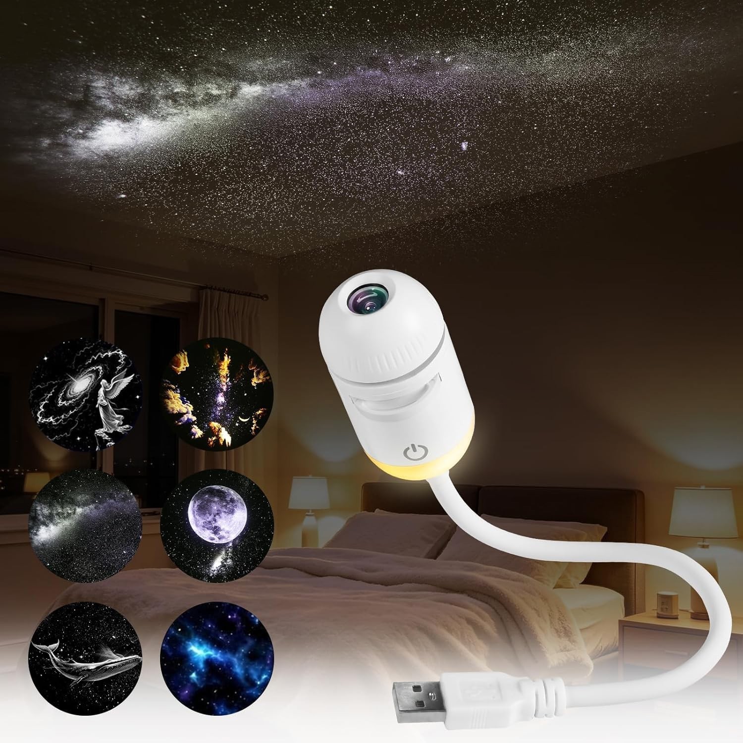 2-in-1 Galaxy Projector Night Light Starry Sky Projector High Resolution Bedroom