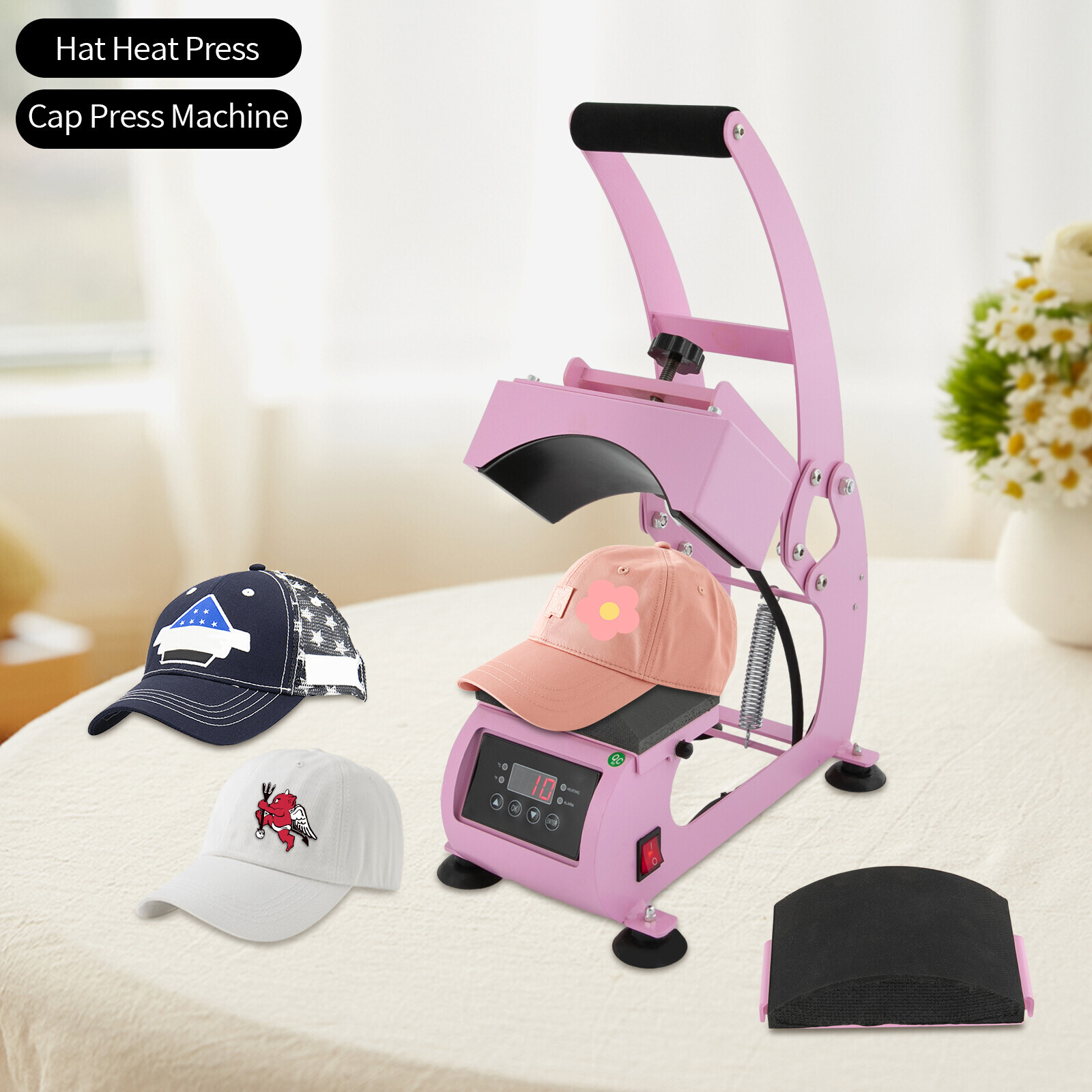500W Hat Heat Press Machine Temperature Control Heating Plate Cap Press Machine