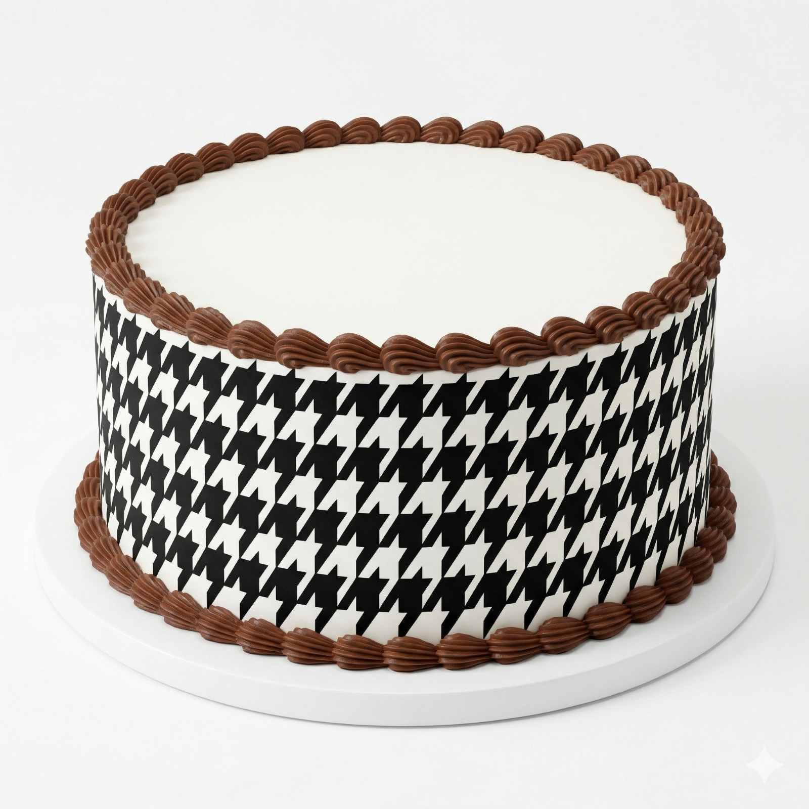 Black Houndstooth Birthday ~ Edible 2D Fondant Cake 3 Strip Side Topper ~ D588 *