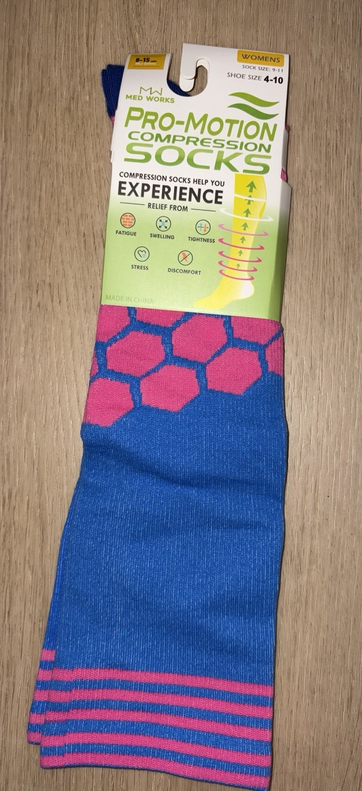 Pro Motion Compression Socks for Women Shoe Size 4-10 / 8-15 MhHg (mild Support