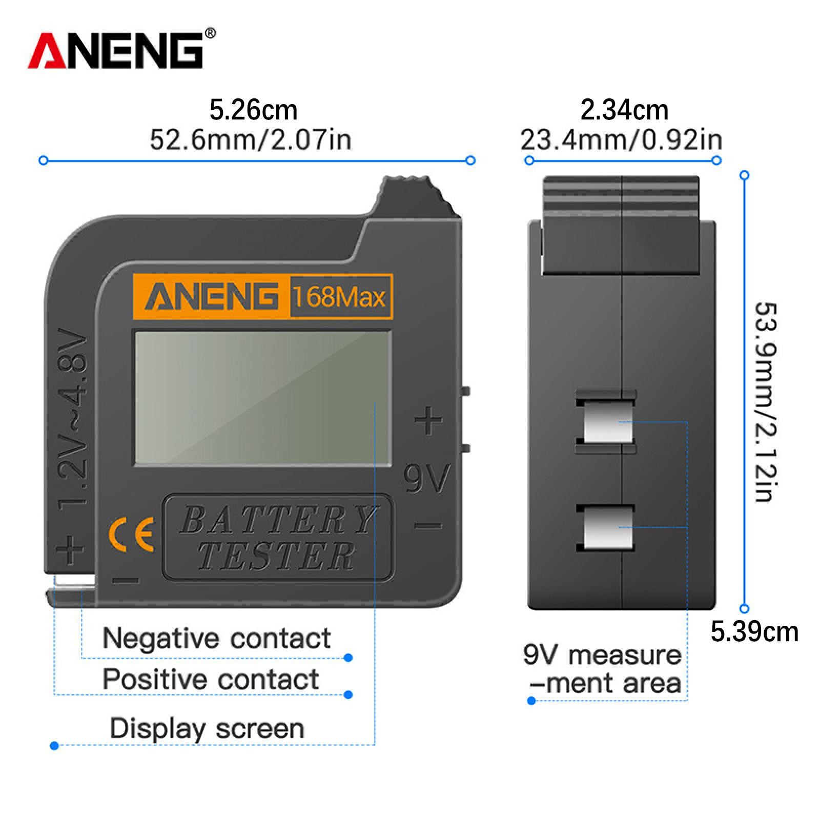 New ANENG 168Max Digital Battery Capacity Checker Volt Checker For 9V AA AAA