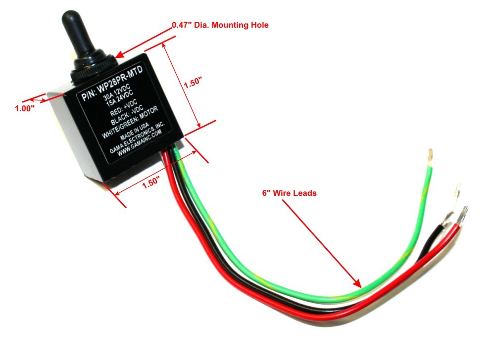 Waterproof Toggle Switch 3 Position Reverse Polarity DC Motor Control Maintained