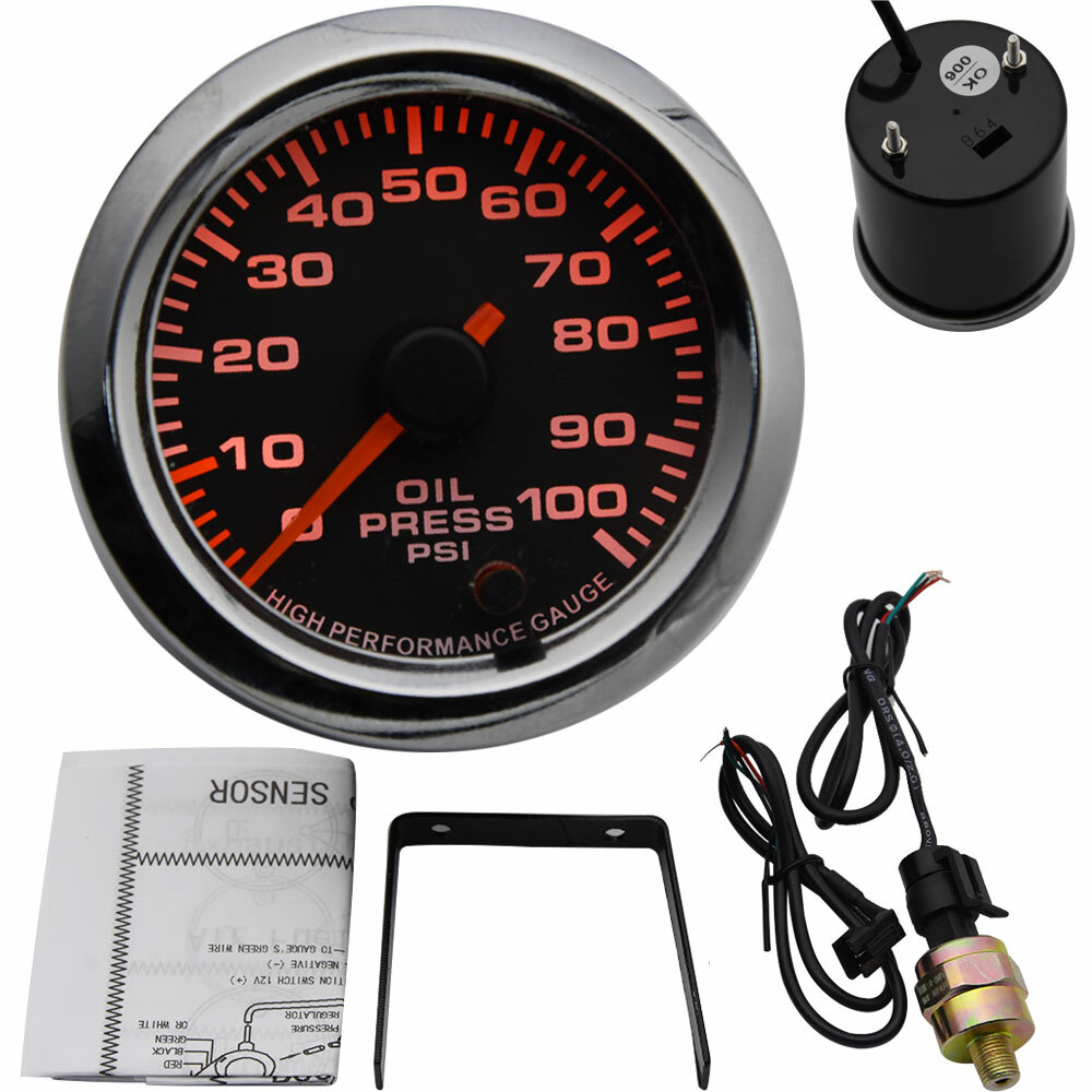 2" 52mm 7 Colors LED Car Truck Oil Pressure Gauge Meter 0-100PSI With Sensor 12V