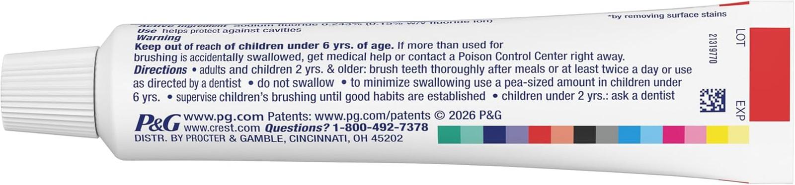 Crest Tartar Protection & Anticavity Toothpaste with Fluoride, Regular Paste,2.4