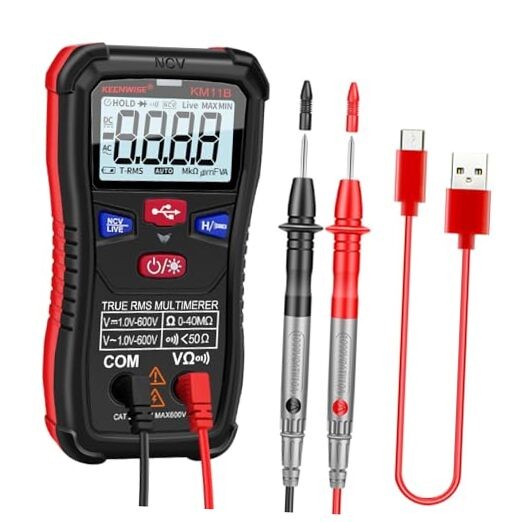 Rechargeable Digital Multimeter Tester, 4000 Counts, Smart Measurement, Type-c