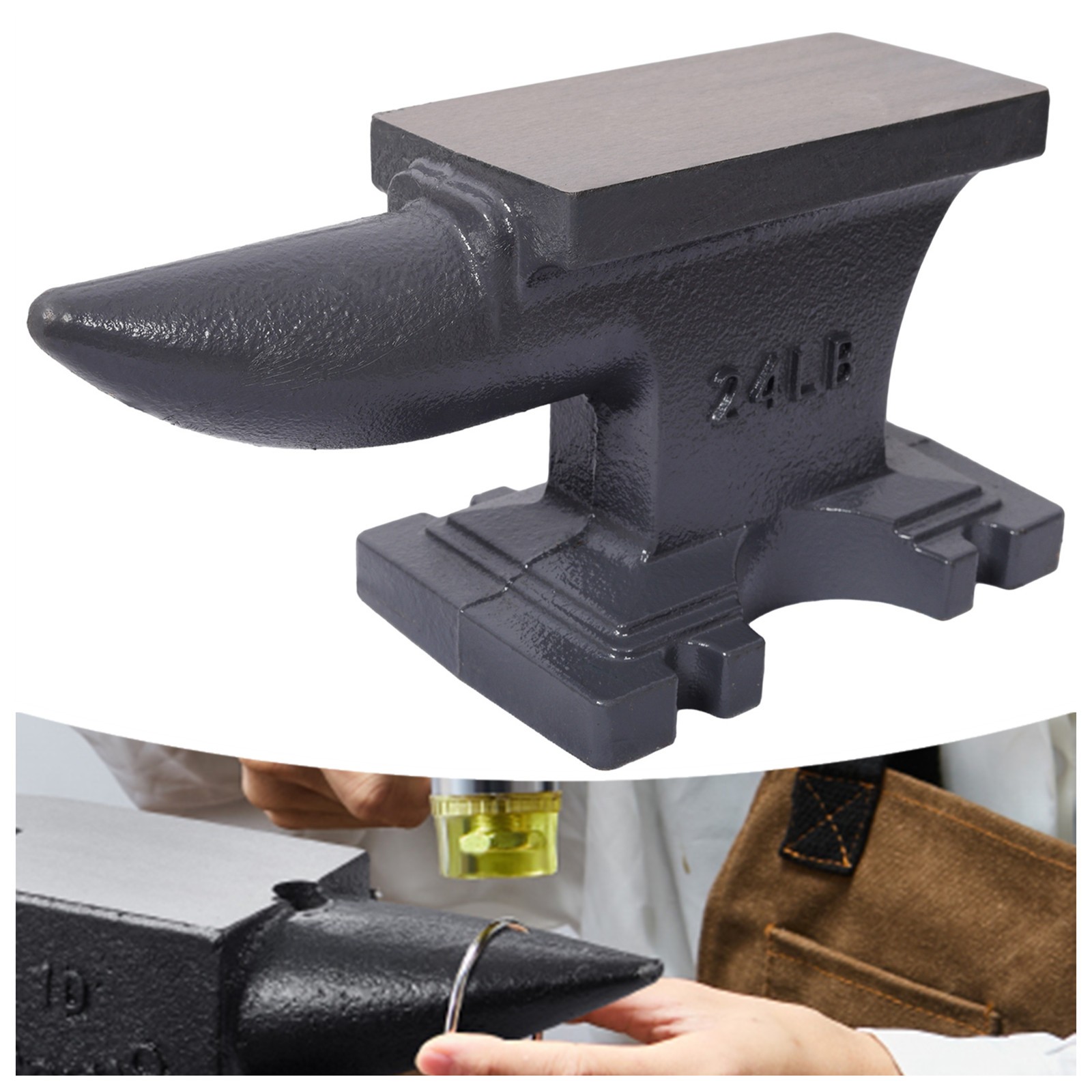 Cast Steel Anvil 24 lbs Single Horn Anvil Blacksmith for Bending Shaping