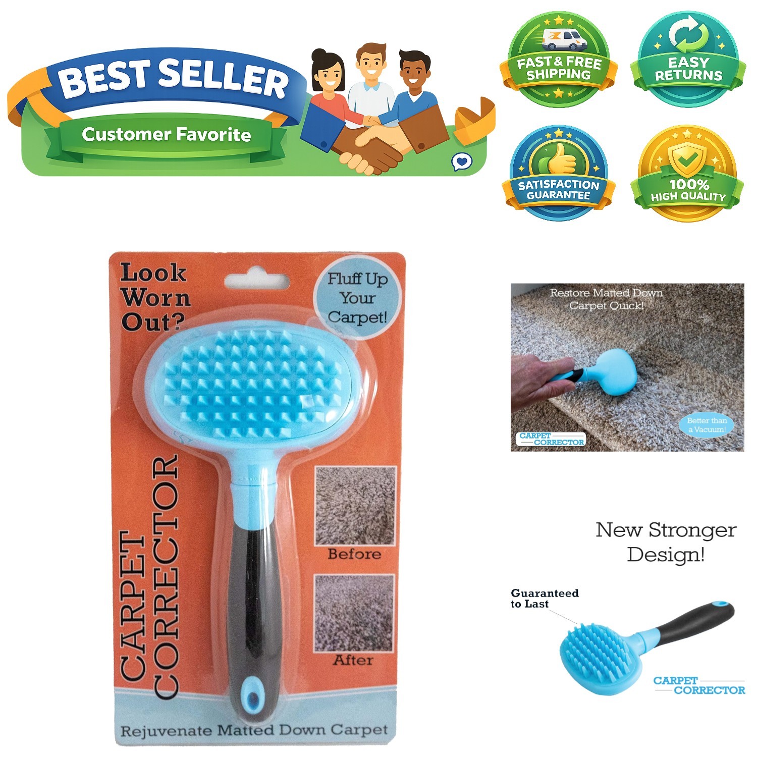 Gentle Carpet Corrector: Easy Cleaning Tool for Carpets and Pet Hair Removal