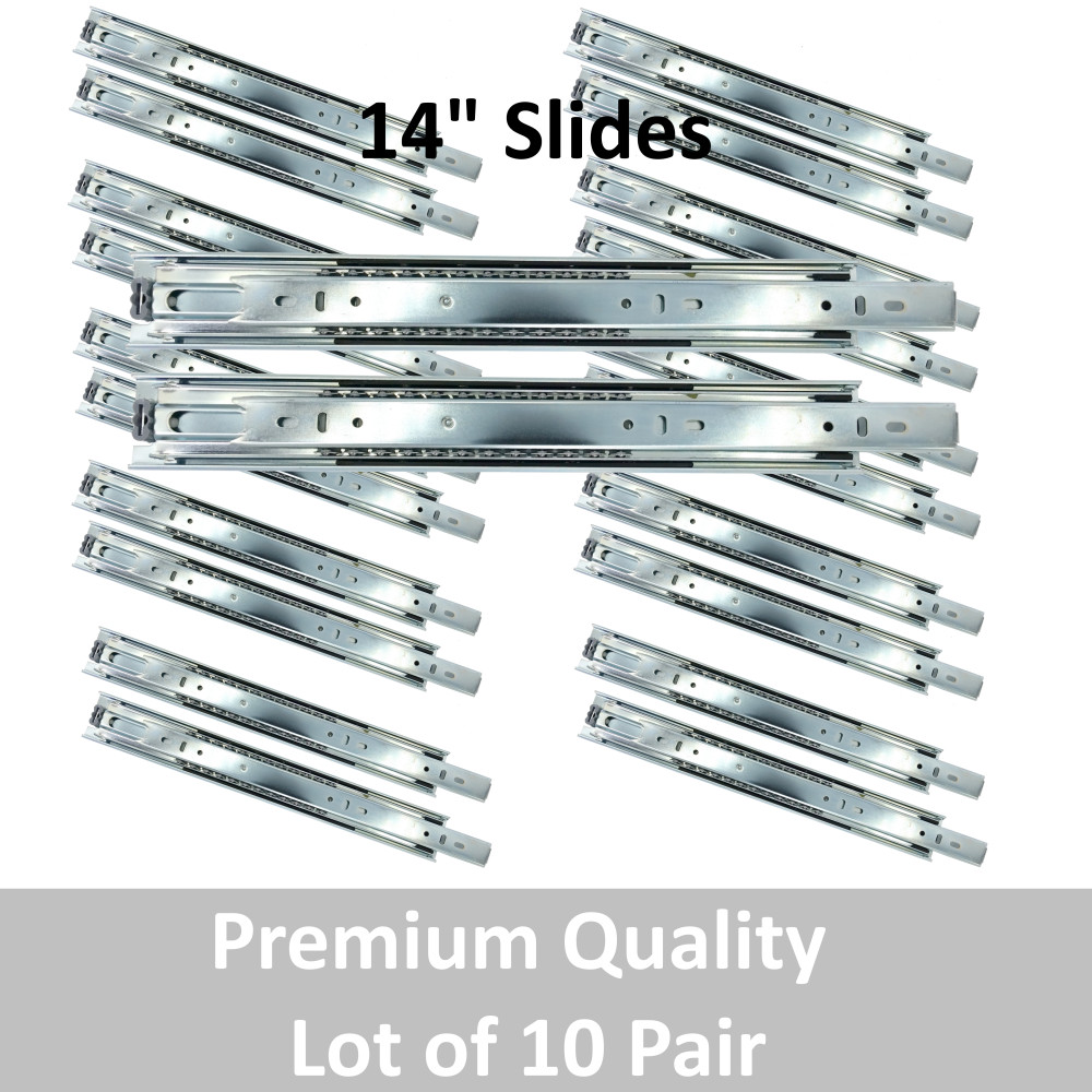 14" Drawer Slides - Heavy-Duty 500lb Load - OEM {Sold as a Carton of 10 Pairs}