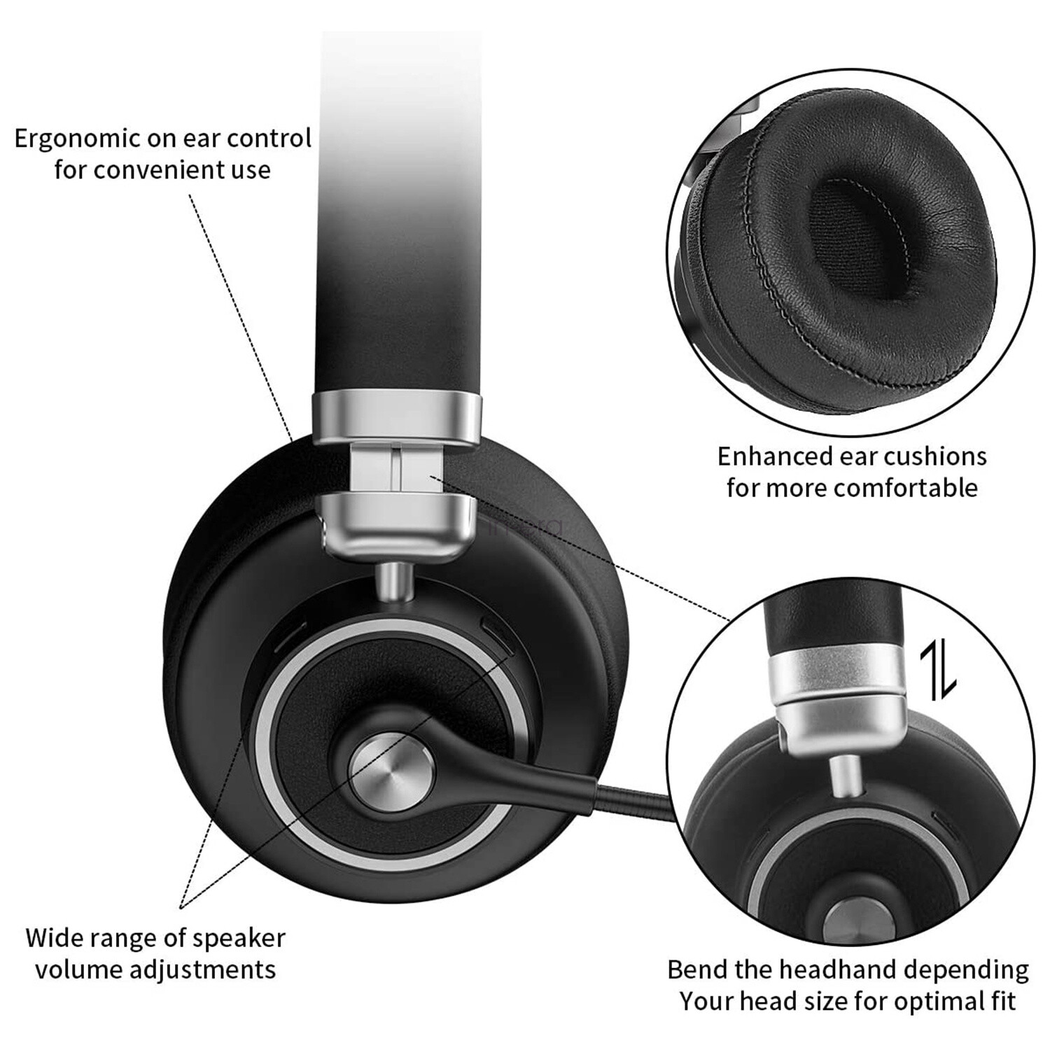 Truker Bluetooth Headset with Microphone Mute Button for Office Home Business