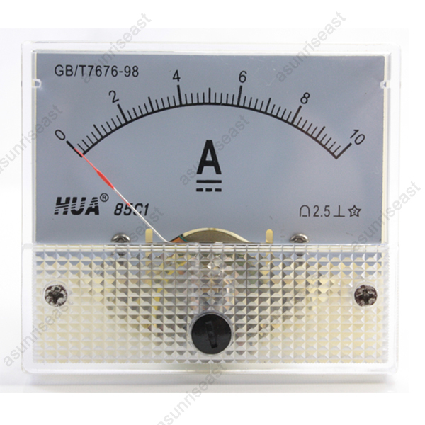 DC 10A Analog Panel AMP Current Meter Ammeter Gauge 85C1 White 0-10A DC
