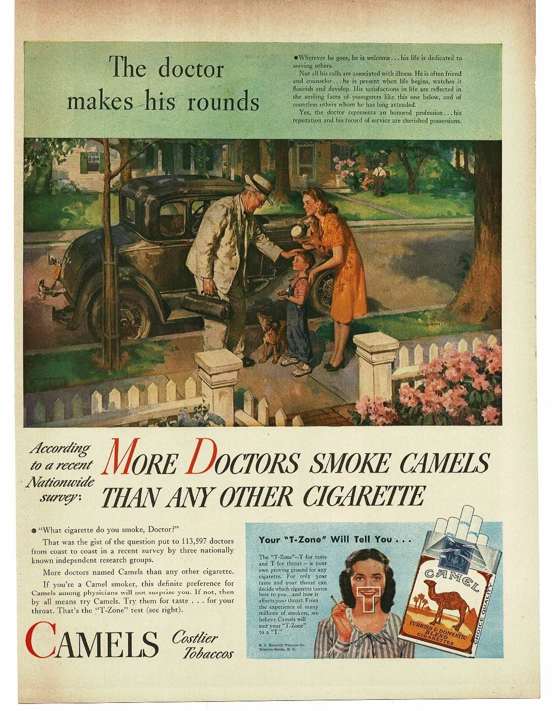 1946 Camel Cigarettes More Doctors Smoke Camels Making His Rounds art Print Ad