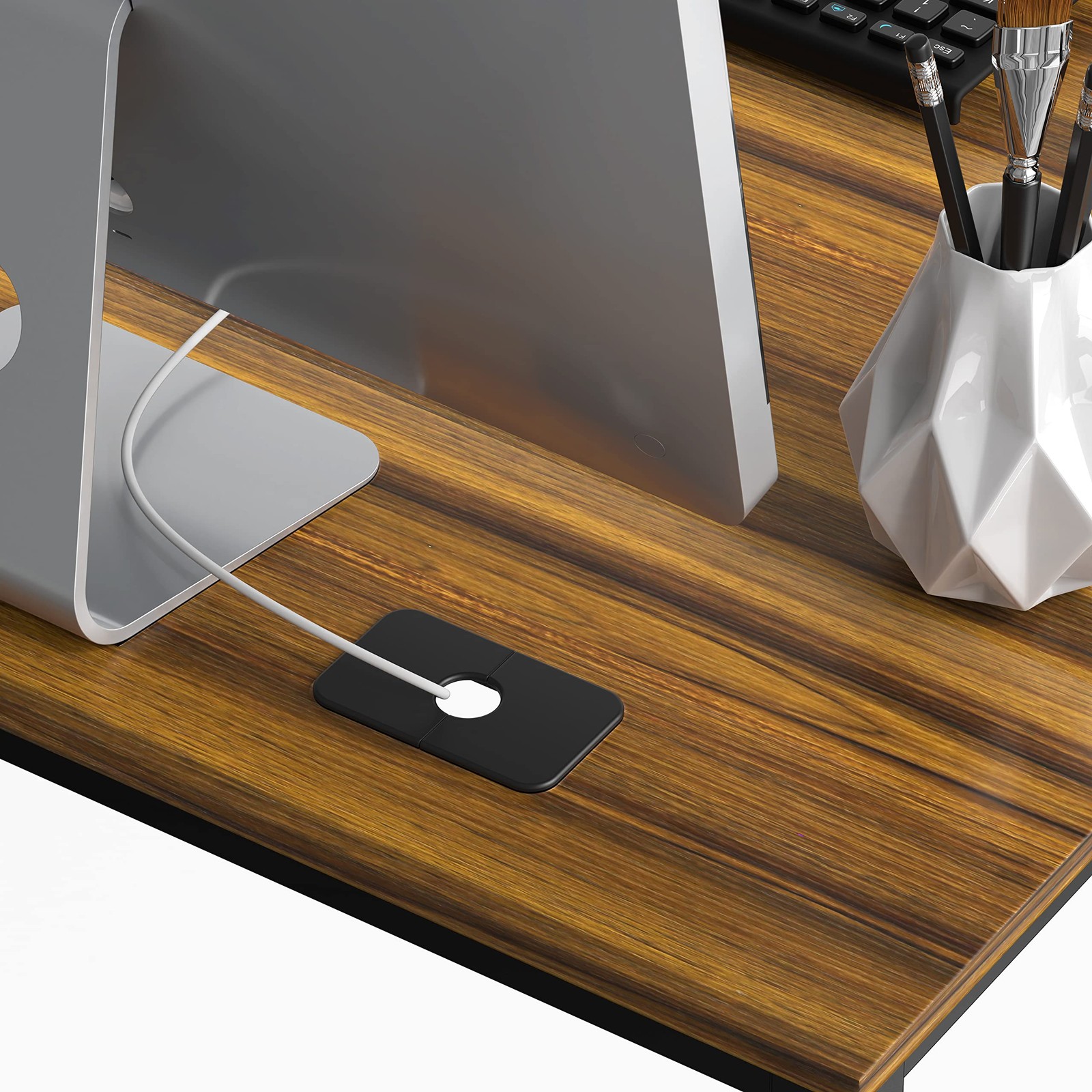 Mission 55 x 60 Inches L-Shape Home Office Computer Desk, Walnut