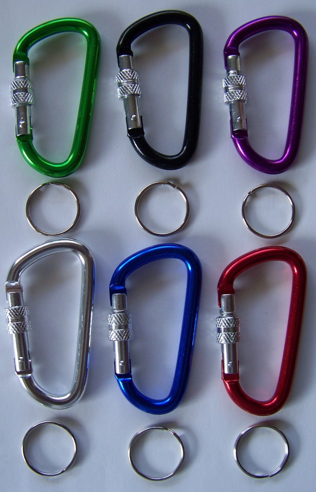 Lot of 6 3” Aluminum Carabiner D Ring Belt Clip with Locking Hook Mix & Match