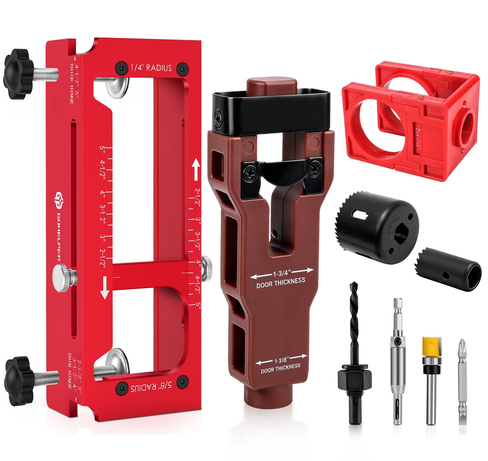 Door Hinge Jig Aluminum Alloy Template Kit Router Adjustable Mortise 2.55 Inch