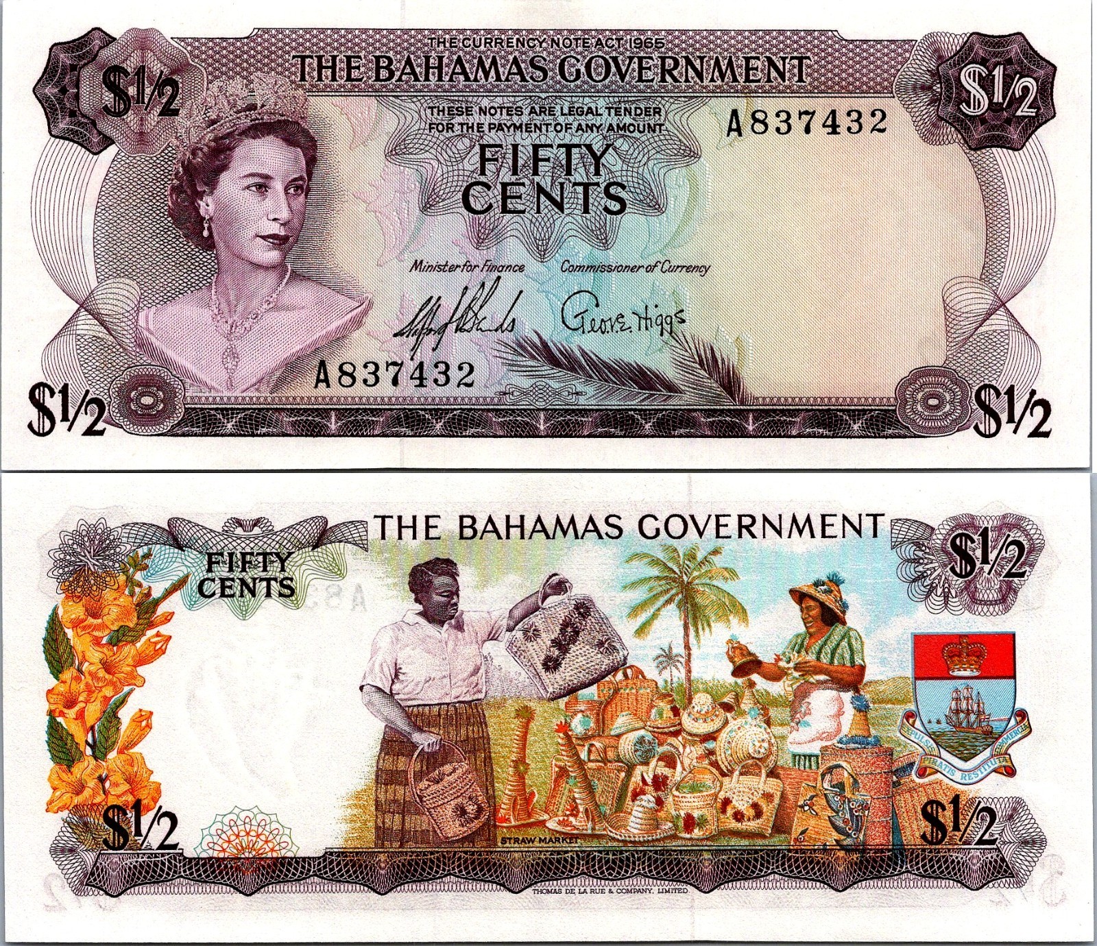 Bahamas 50 Cents 1965 Pick# 17A UNC