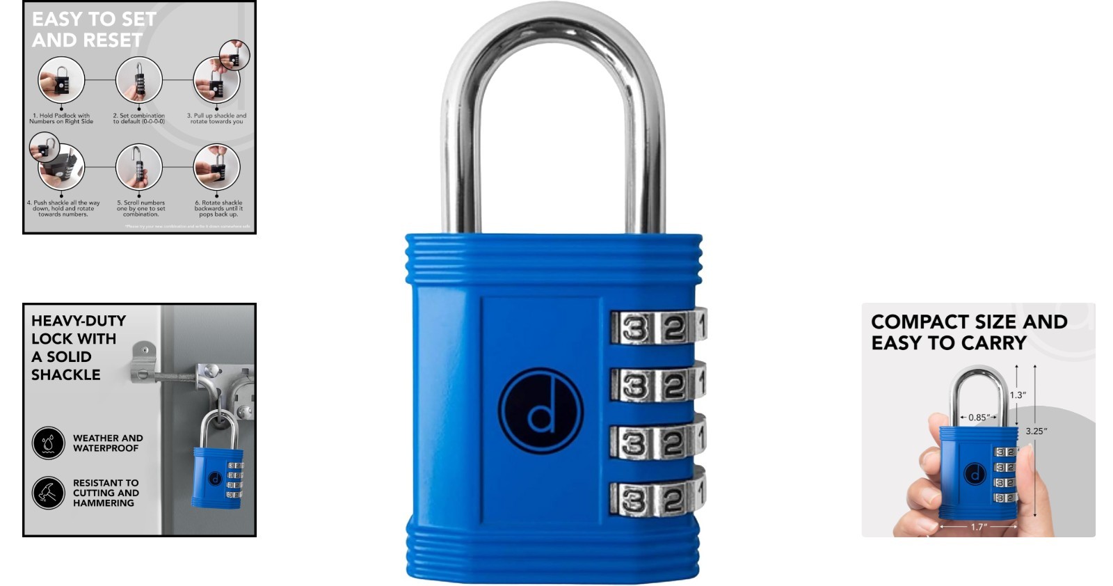 Compact Weatherproof Combination Padlock - Custom Code for Ultimate Security