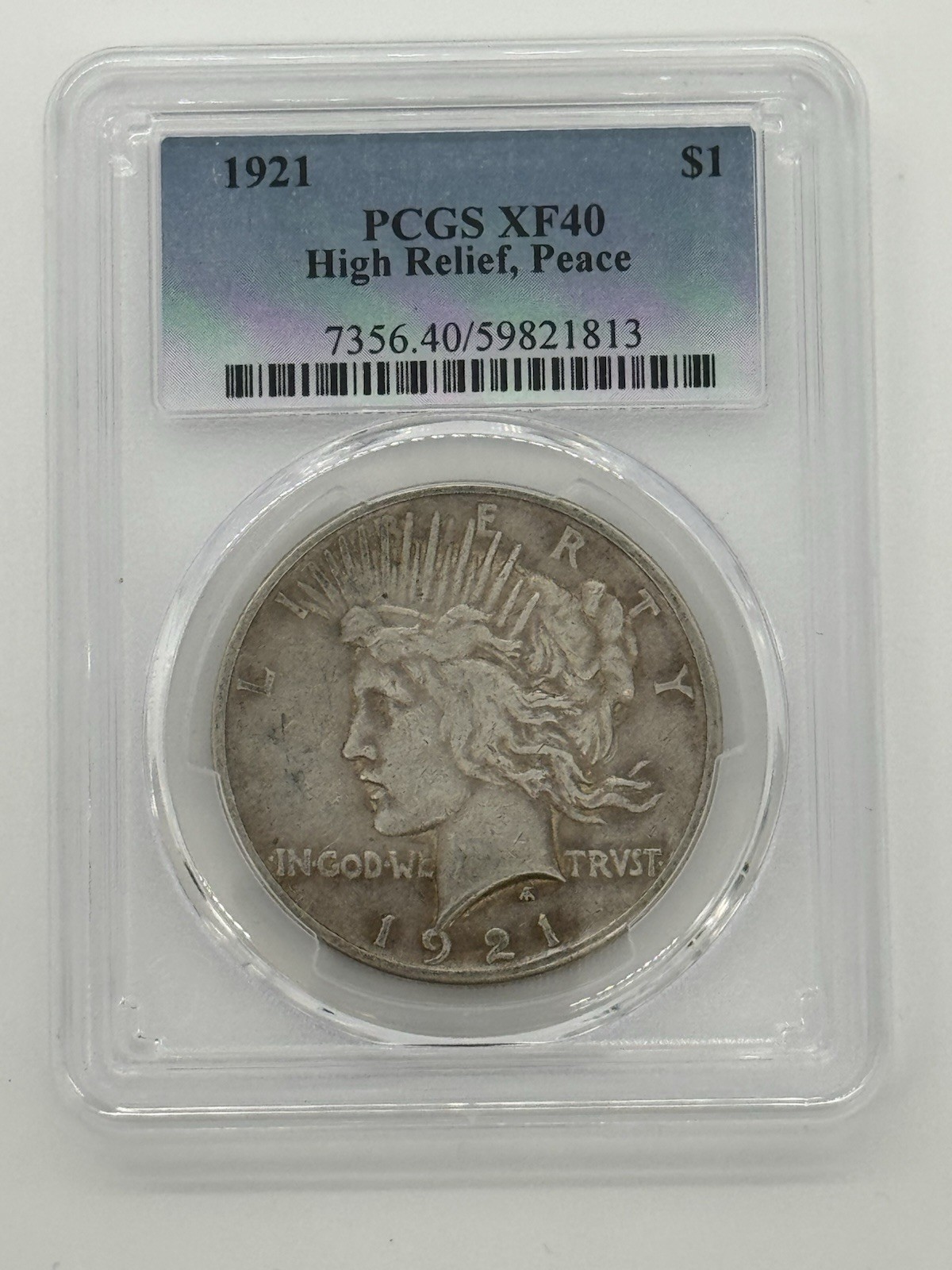 1921 $1 Peace High Relief PCGS XF40
