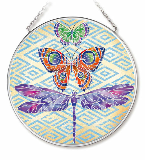 Amia Enchanting Wing Butterfly Glass Circle Suncatcher 4 1/2" 42539