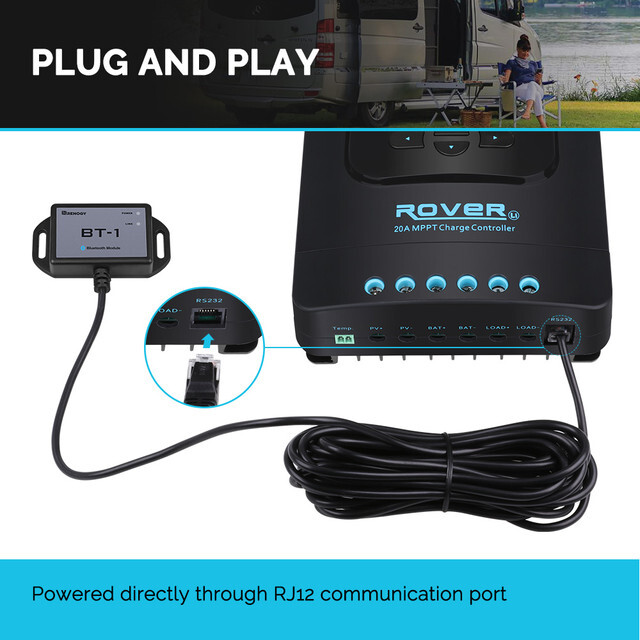 Renogy Bluetooth Module RJ12 Communication Port BT-1 RS232 for Charge Controller