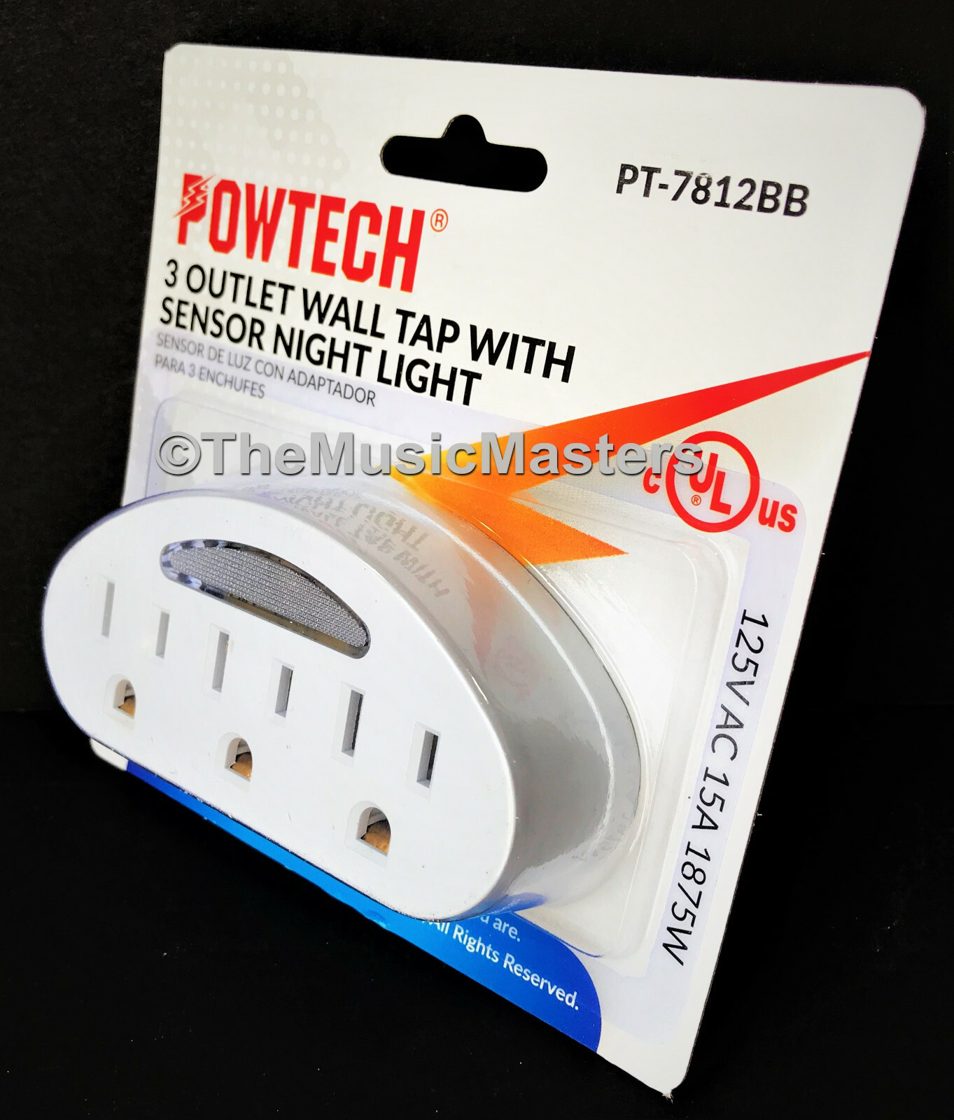 2X Sensor LED Light 3 Outlet Wall Plug Electric Adapter Power Splitter UL Listed