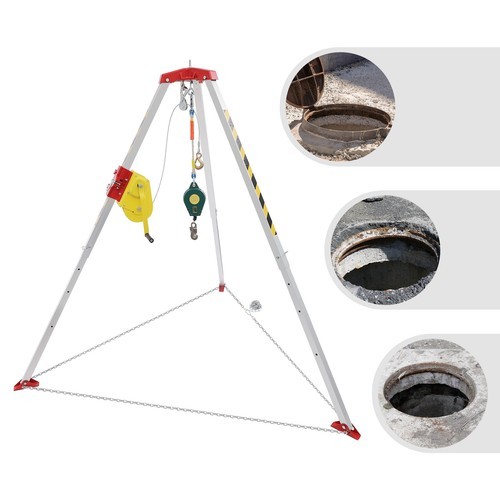 Safety Confined Space Tripod Adjustable 5.2-8ft Legs Rescue Tripod 2600lb Winch
