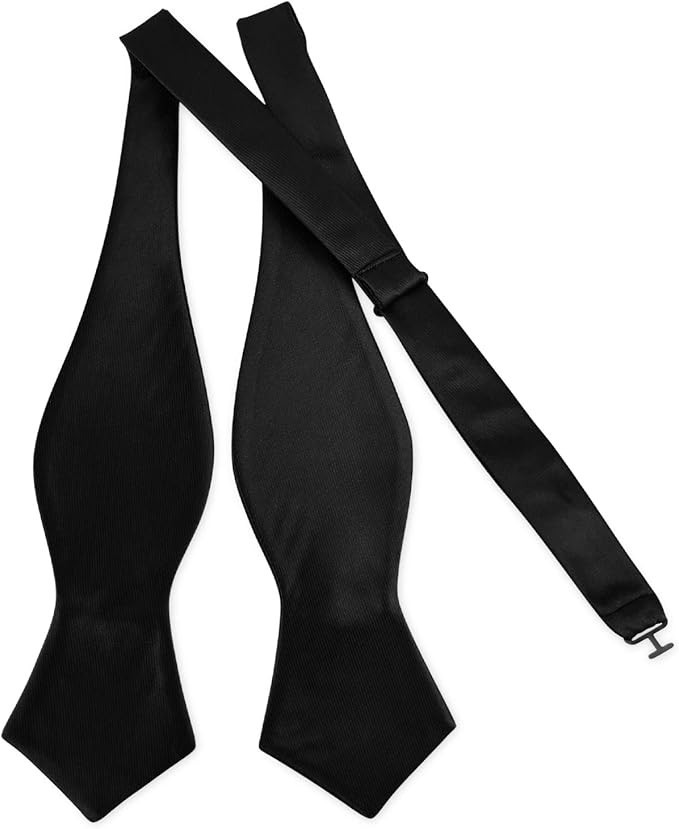 Men's Exquisite Woven Silk Self Bowtie Solid Diamond Bow Ties Black