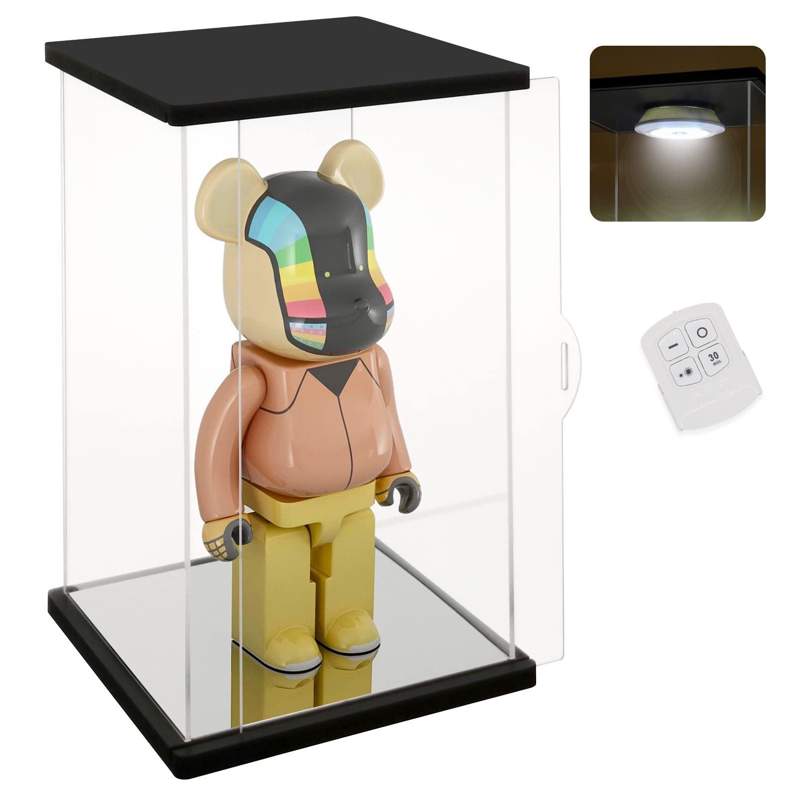 Clear Acrylic Display Case with Remote Control Light for 400% Bearbrick, Dust...