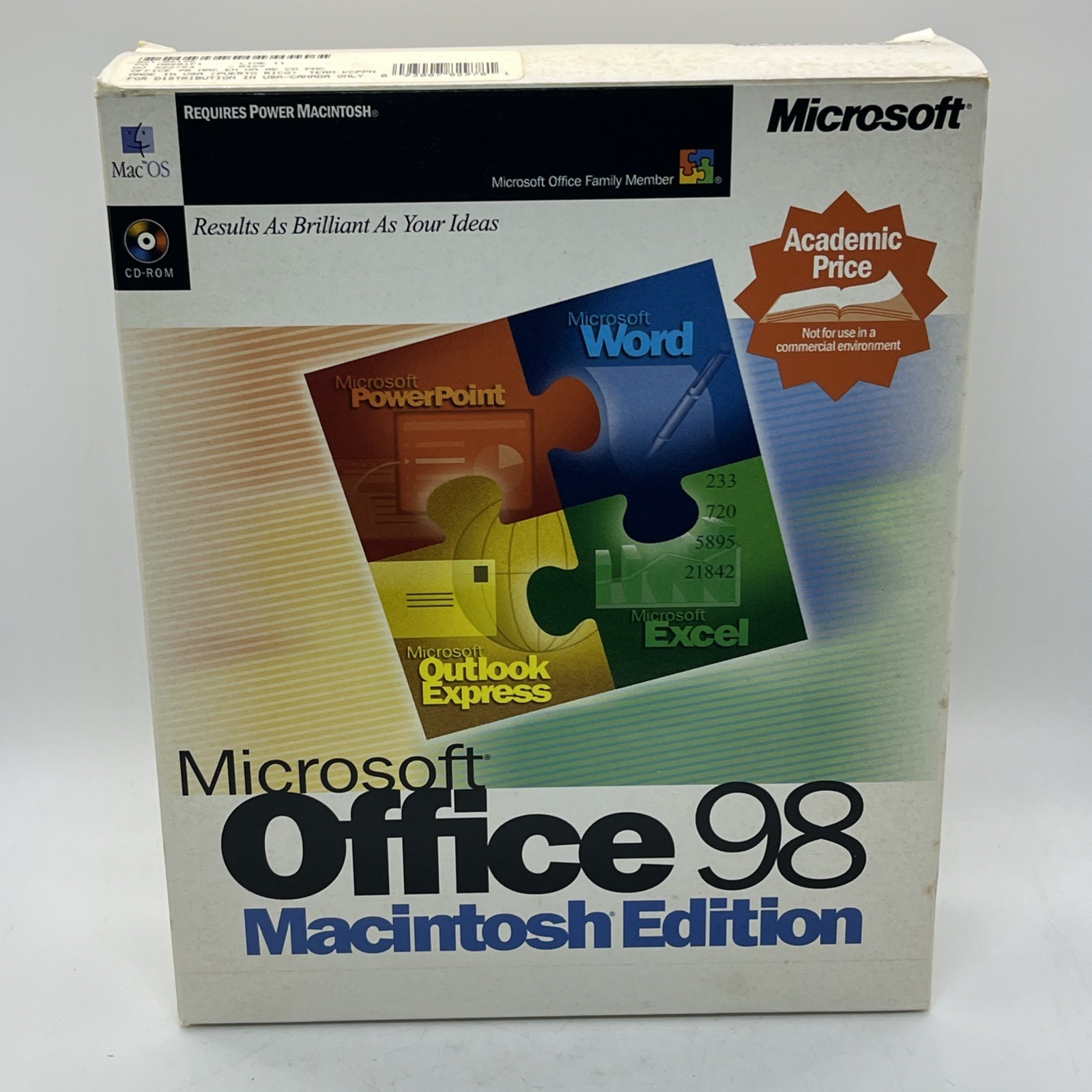 Microsoft Office 98 Macintosh Edition- NEW FACTORY RETAIL BOX